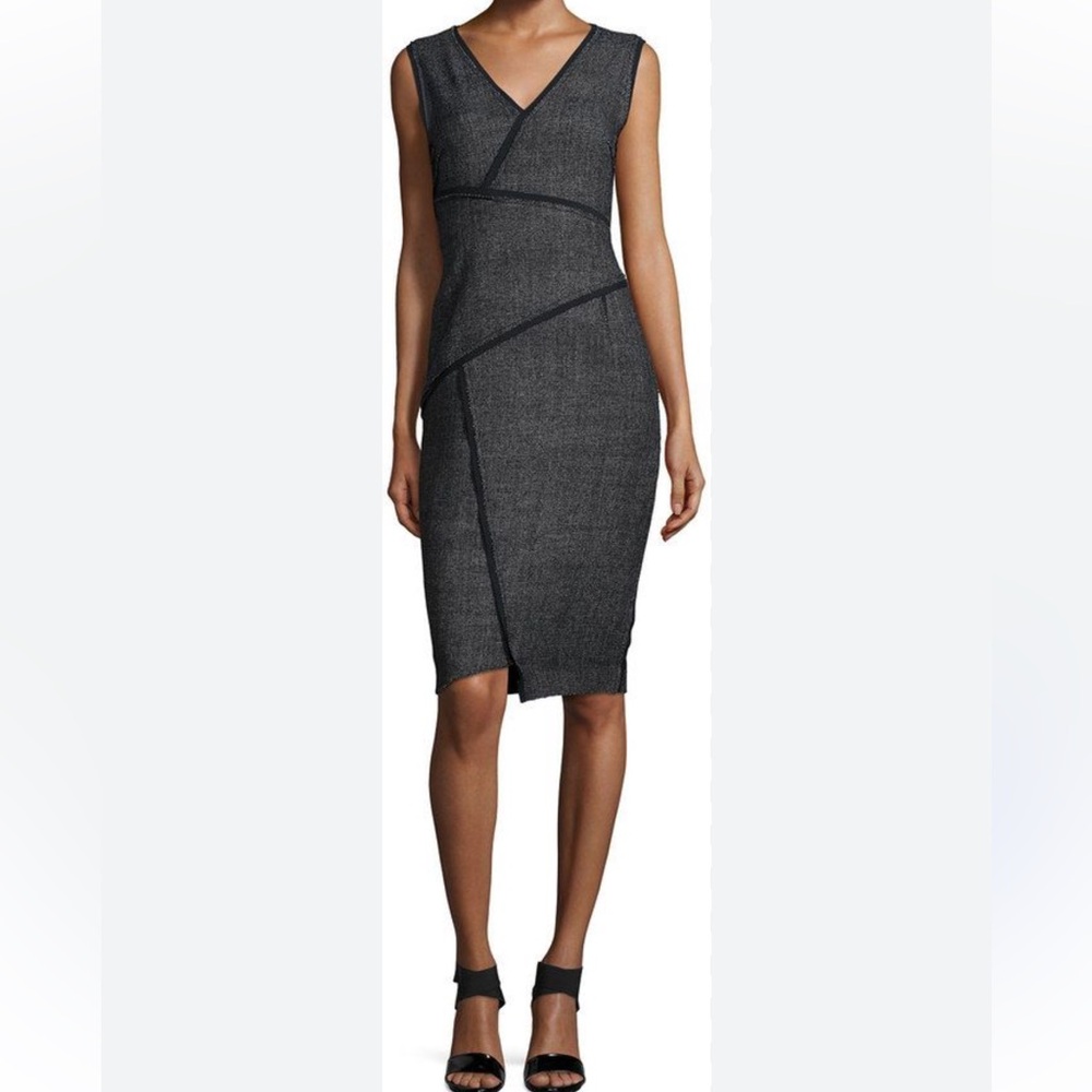 ELIE TAHARI "Angela" asymmetrical sleeveless sheath dress